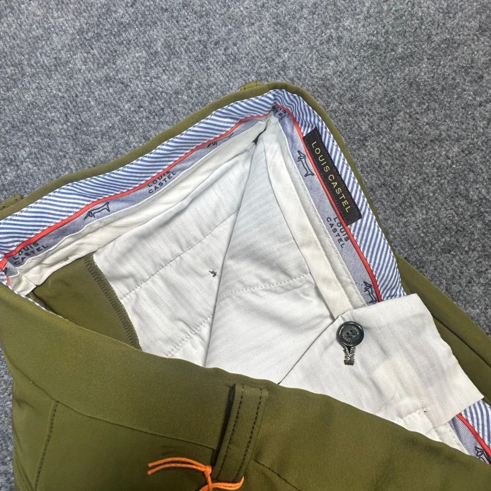 Louis Castel Mens Olive Green Technical Golf Chino Trousers Pants 32x34